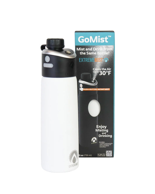 Extreme MIST - GoMist Misting & Drinking Bottle - Personal Mister - Cooling Water Bottle w/Easy-Drink Spout - Stainless-Steel Double Wall Insulated - Portable Mist Bottle